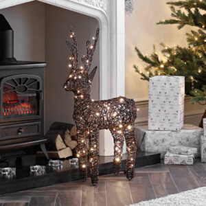 Rattan Christmas Reindeer Figure in Brown