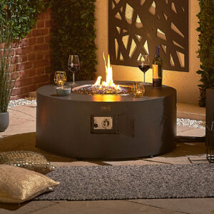 Jupiter Round Aluminium Gas Fire Pit Table in Graphite Grey
